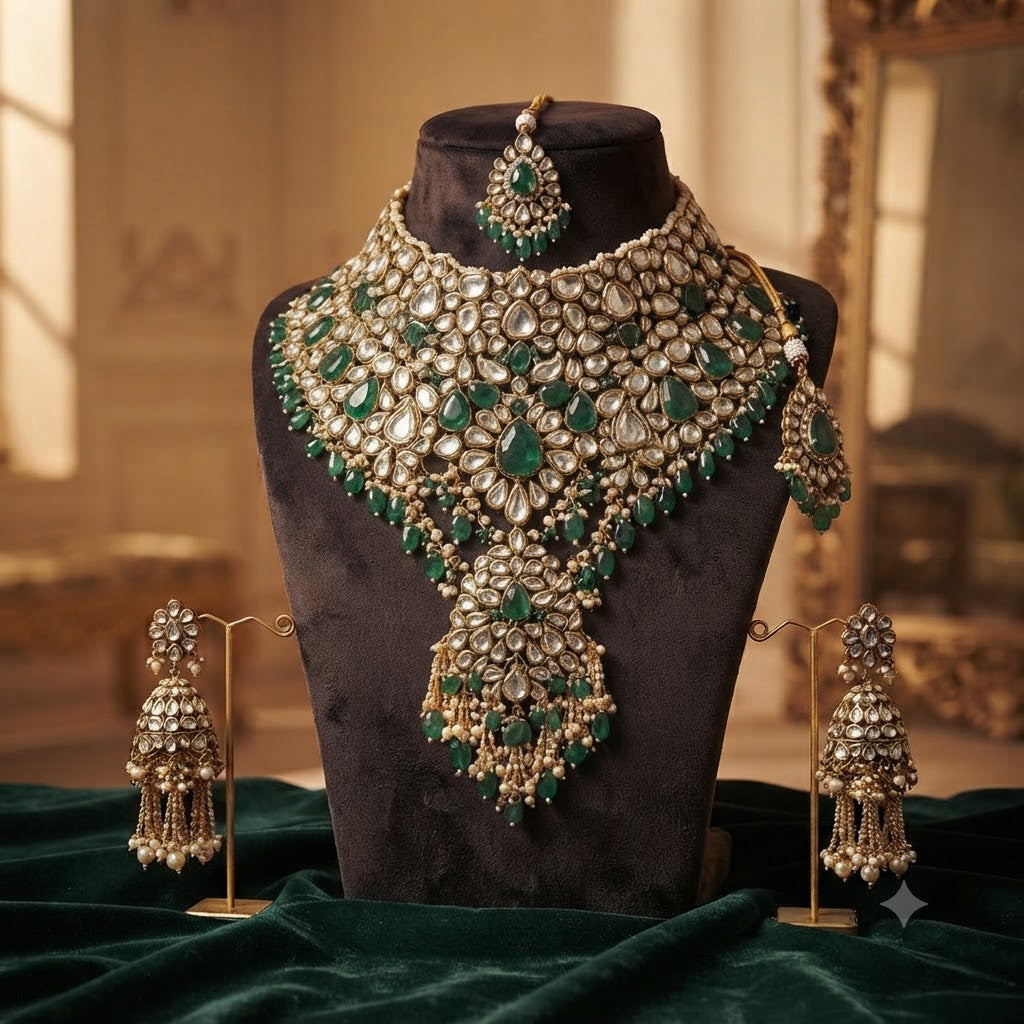 Emerald Polki Statement Choker Set