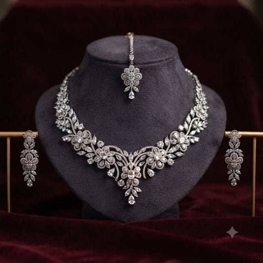 Diamond Bloom AD Necklace Set