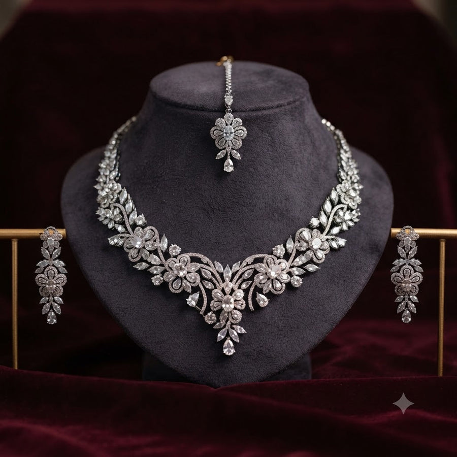 Diamond Bloom AD Necklace Set