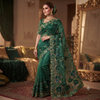 Emerald Bloom Organza Saree